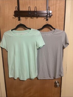 Jockey Short-Sleeve Tee Set in Mint and Light Gray